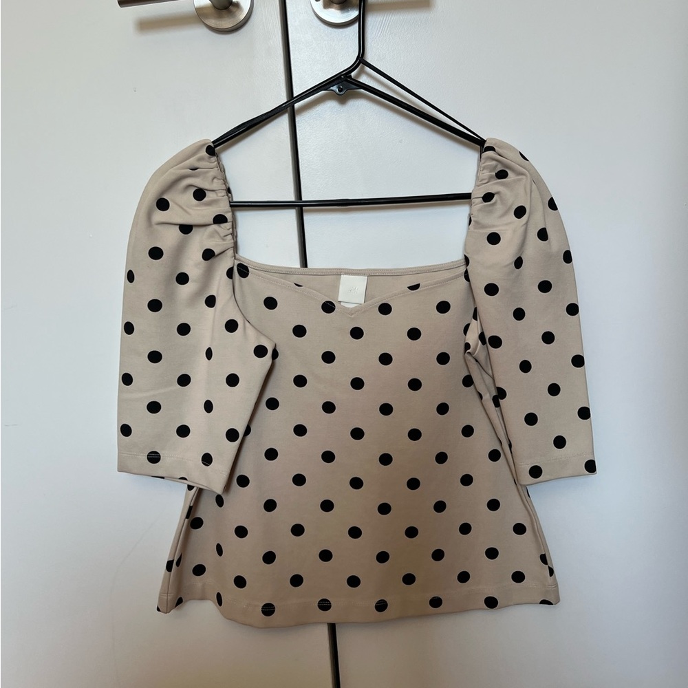 H&M Polka Dot Puff Sleeve Top